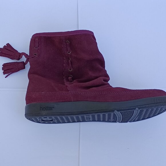 Hotter Purple Suede Bootie Boots 6 Fur Lined - Picture 11 of 11